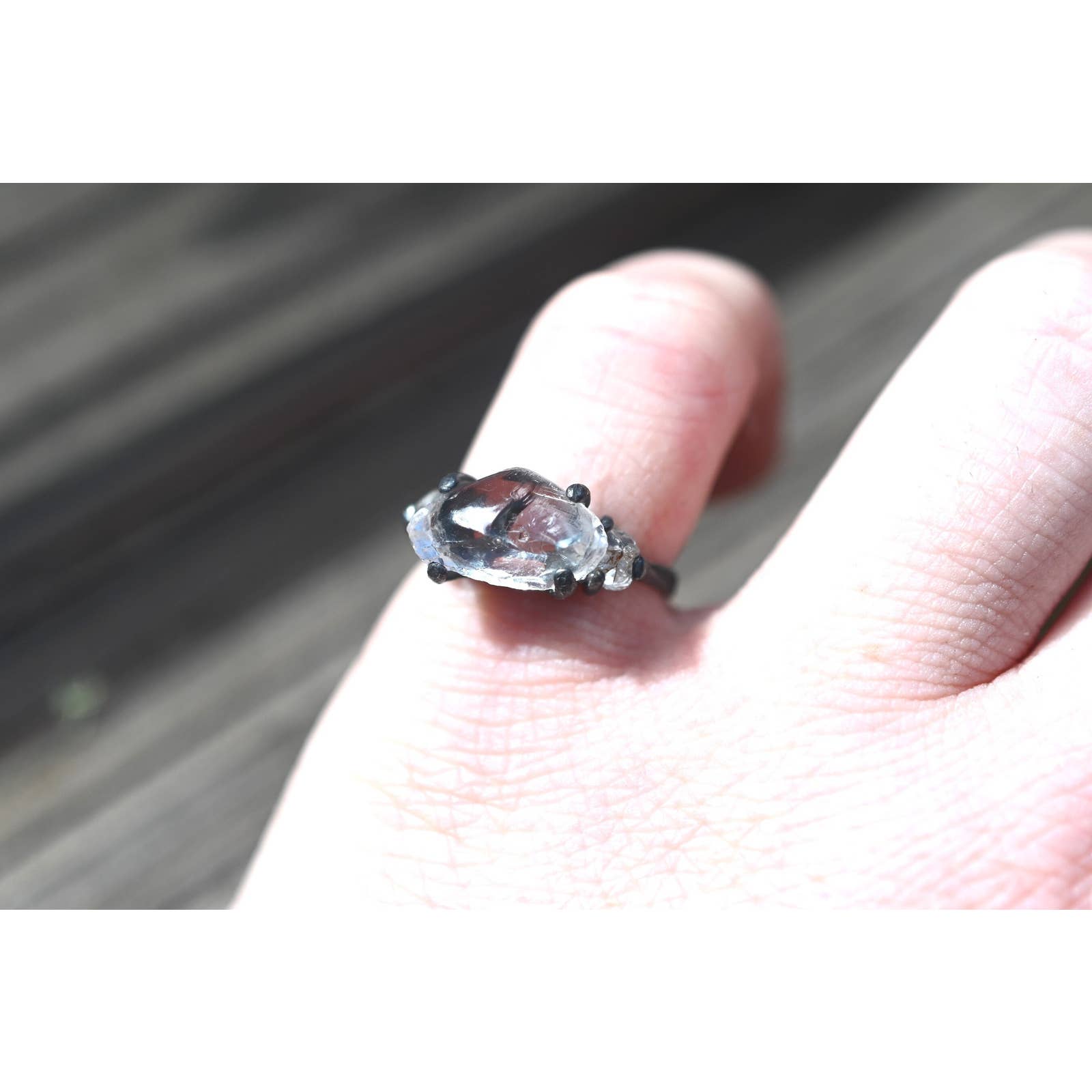 Simple Alternative Diamond Engagement Ring Raw Diamond Rough Diamond Rin